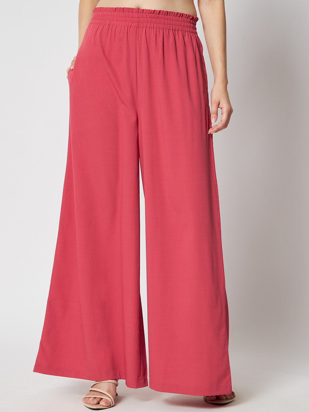 

COASTLAND Women Wide Leg Crepe Palazzos, Pink