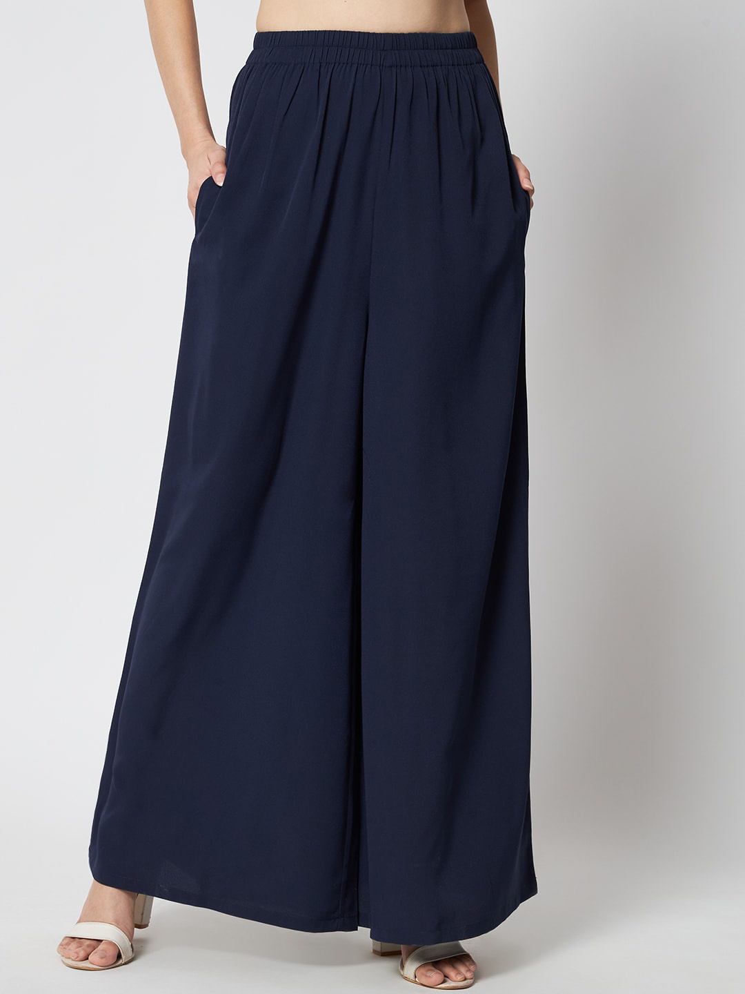 

COASTLAND Women Wide Leg Palazzos, Navy blue