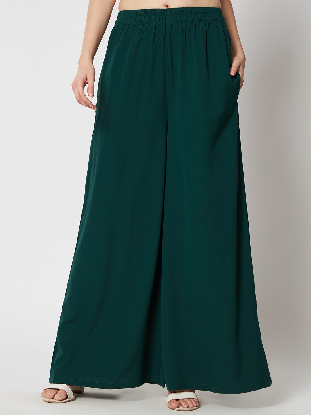 

COASTLAND Women Wide Leg Crepe Palazzos, Green