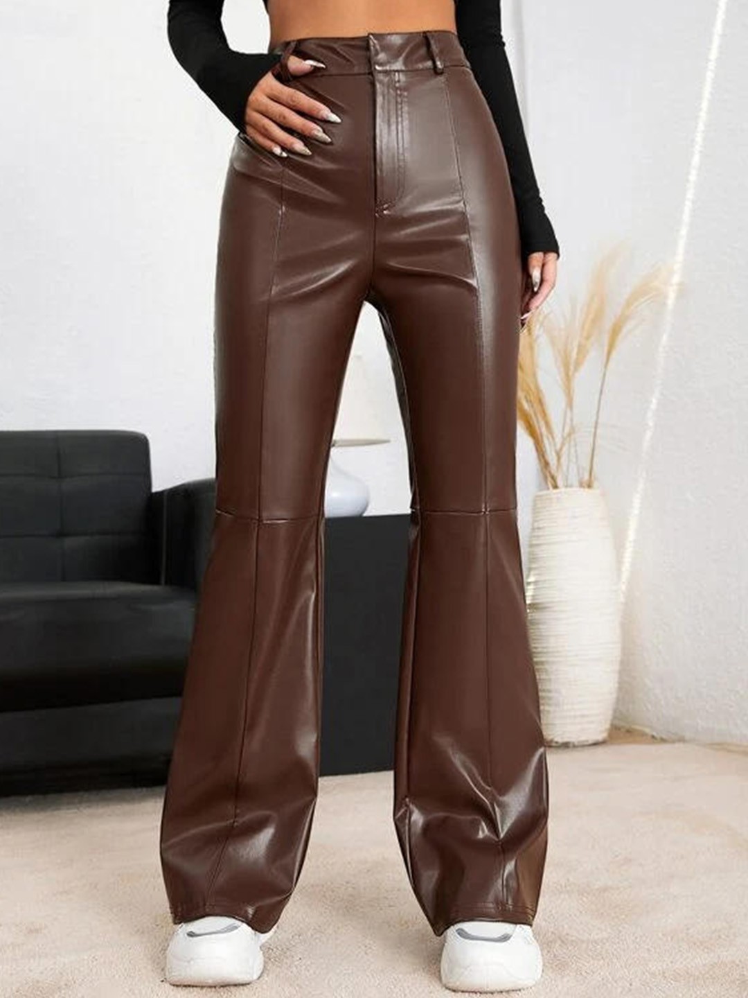 

BAESD Women Relaxed Bootcut Trousers, Brown