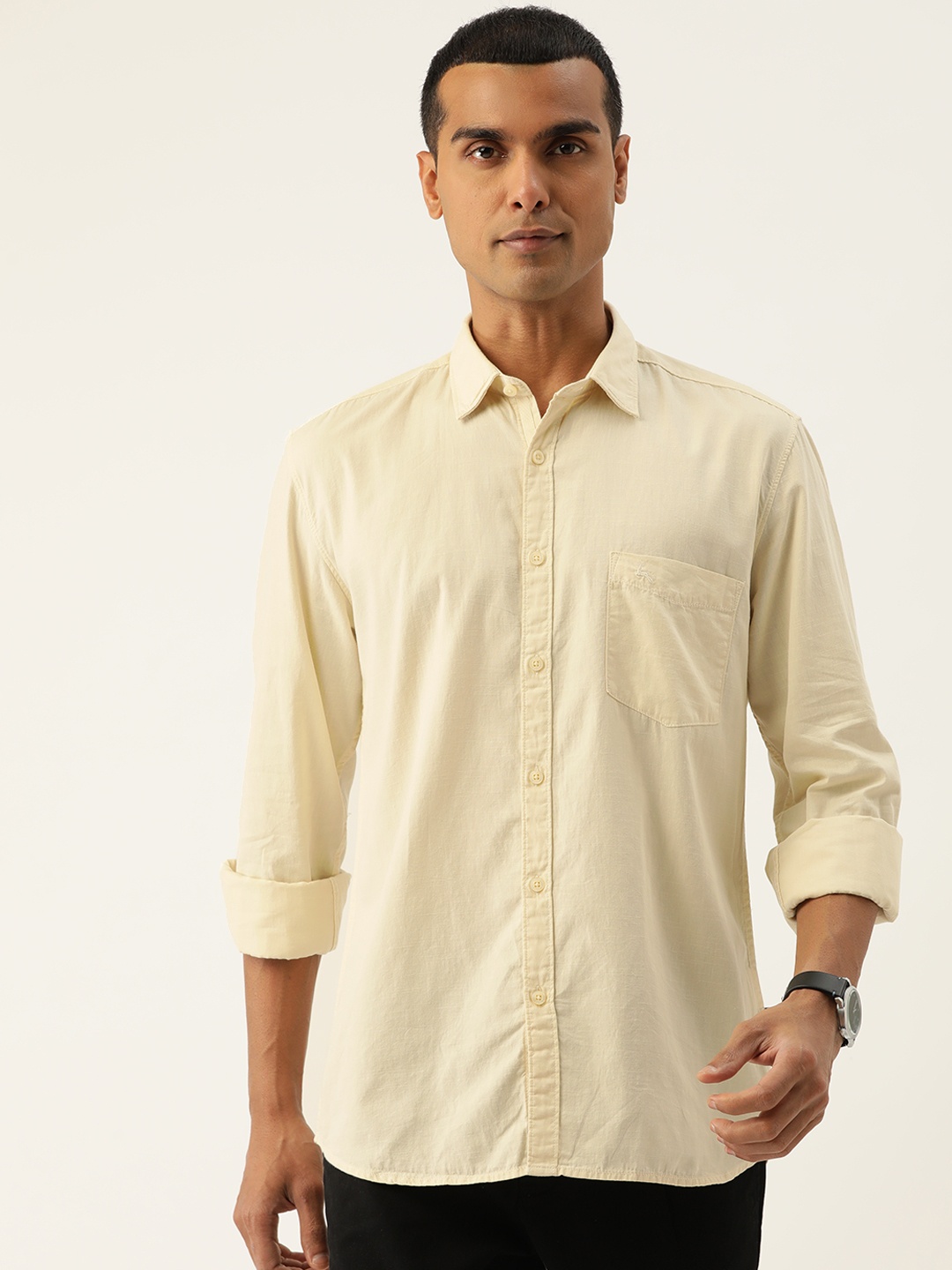 

Parx Slim Fit Cotton Casual Shirt, Cream
