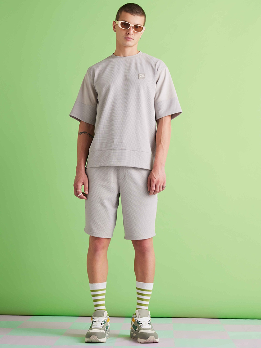 

Muvazo Relaxed-Fit Hooded T-Shirt With Shorts Co-Ords, Lavender