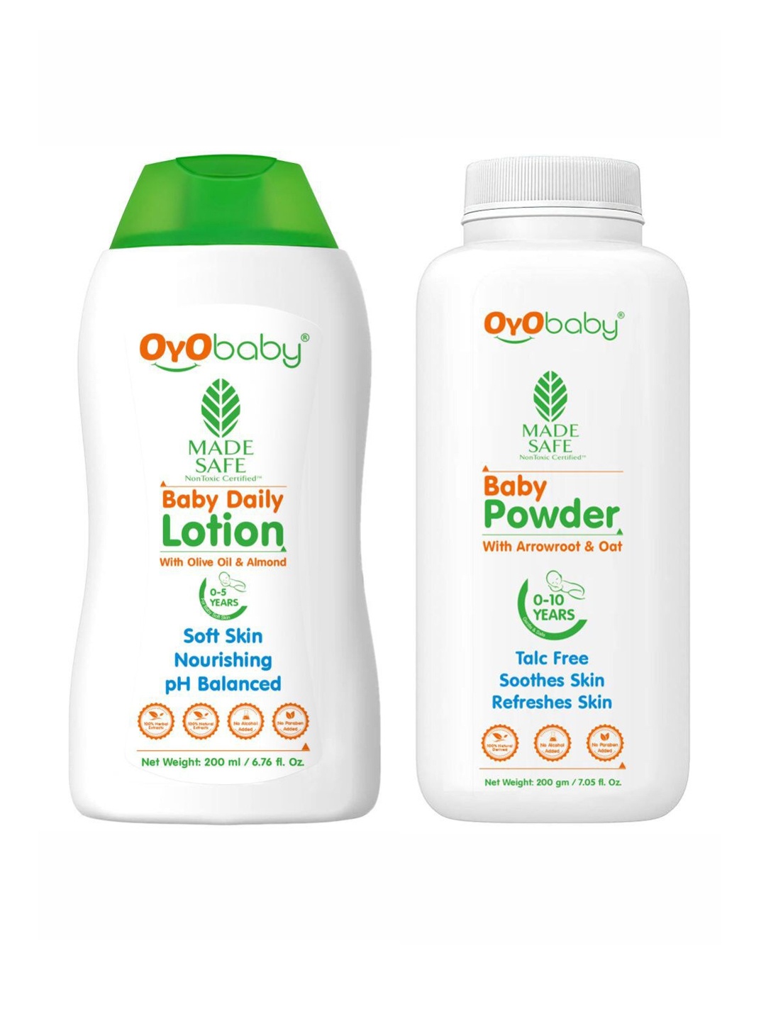 

OyO Baby Set Of 2 Baby Daily Lotion-200 ml & Baby Powder-200 gm, White
