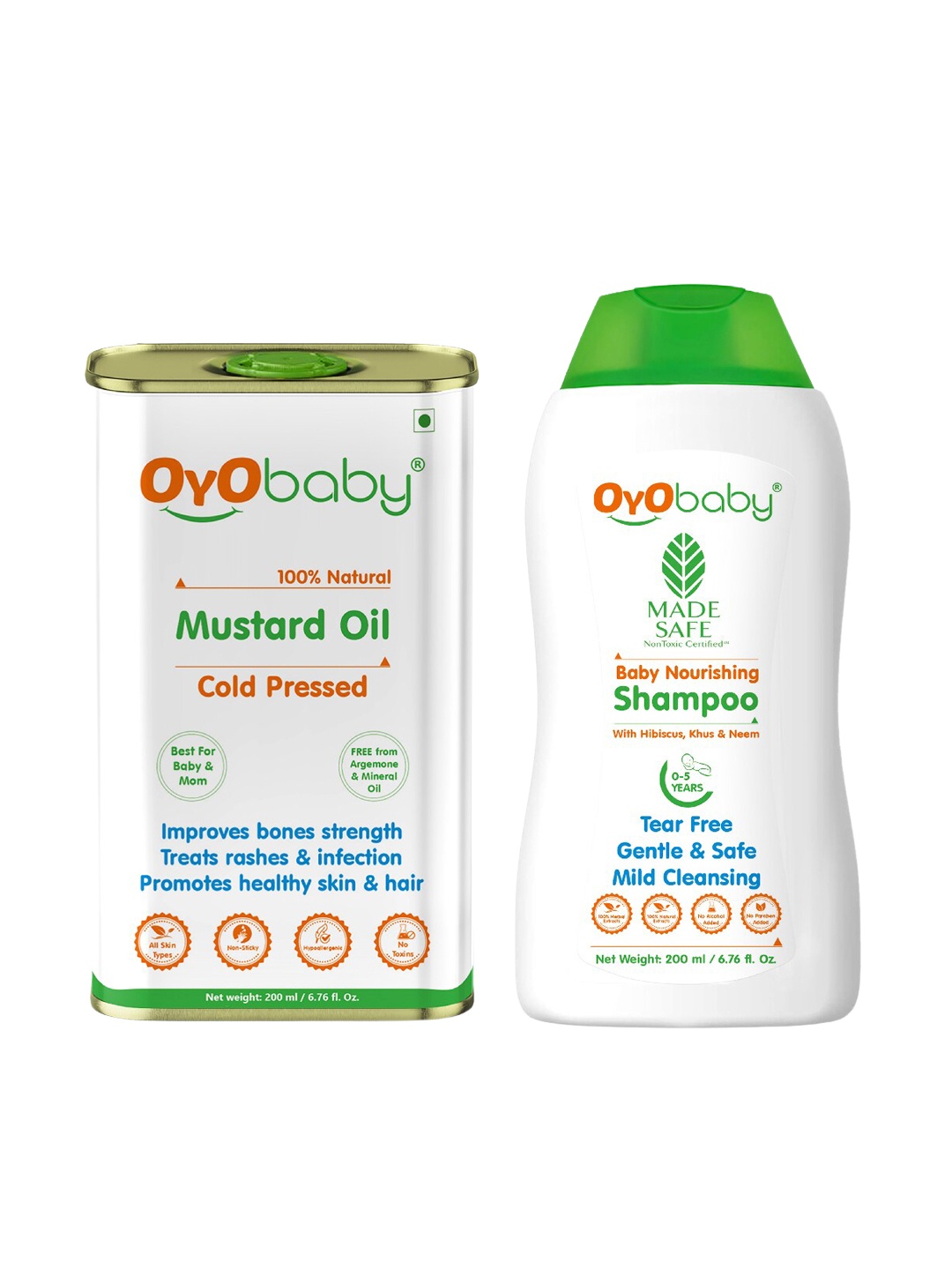 

OyO Baby Kids Set Of 2 Shampoo & Mustard Oil, White
