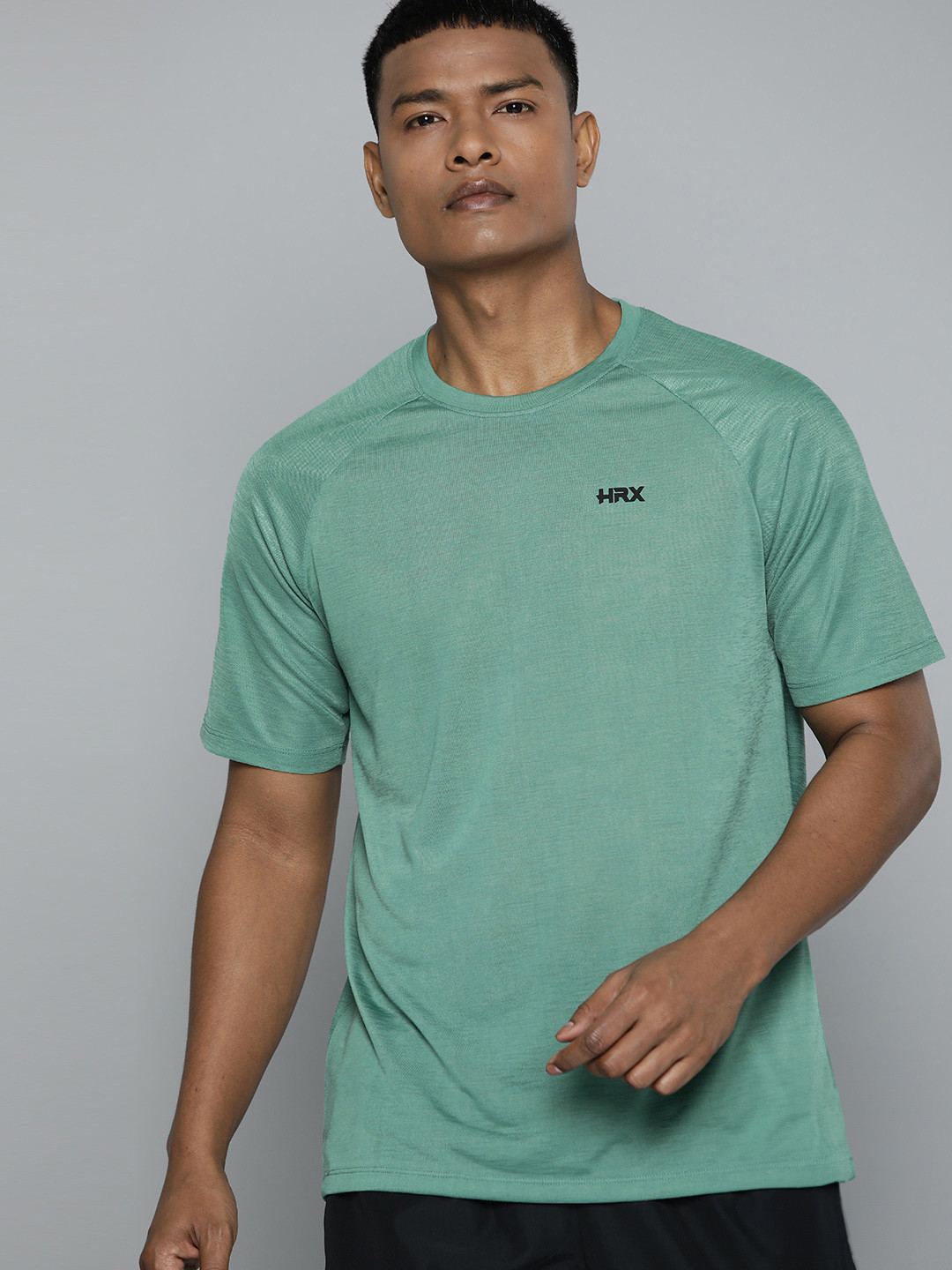 

HRX by Hrithik Roshan Men Brand Logo Printed Rapid-Dry Reflective Sports T-shirt, Green