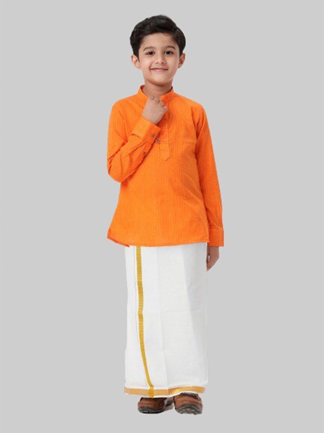 

Ramraj Boys Breeze Cotton Kurta With Dhoti, Orange