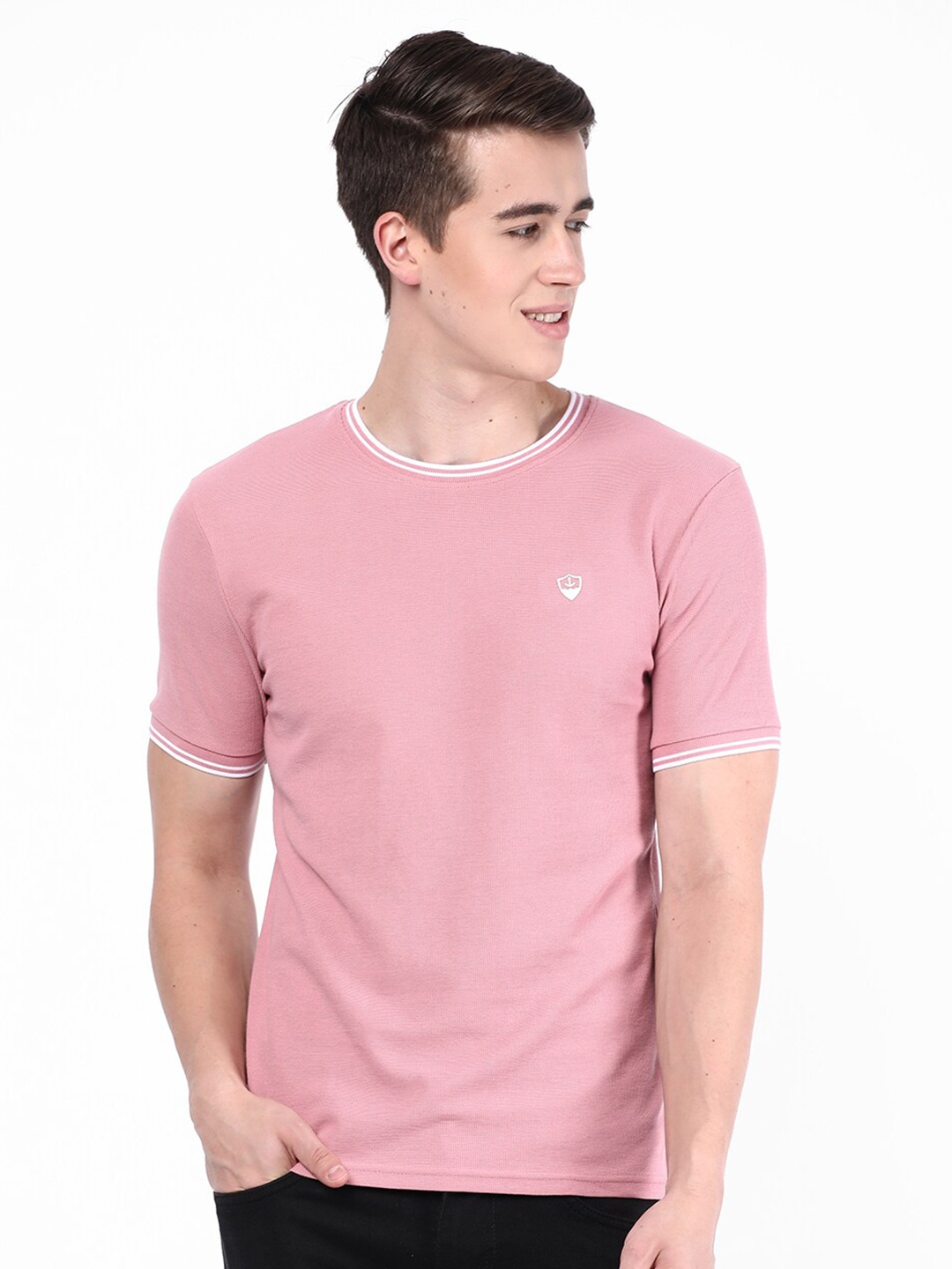 

R&B Round Neck Cotton T-shirt, Pink