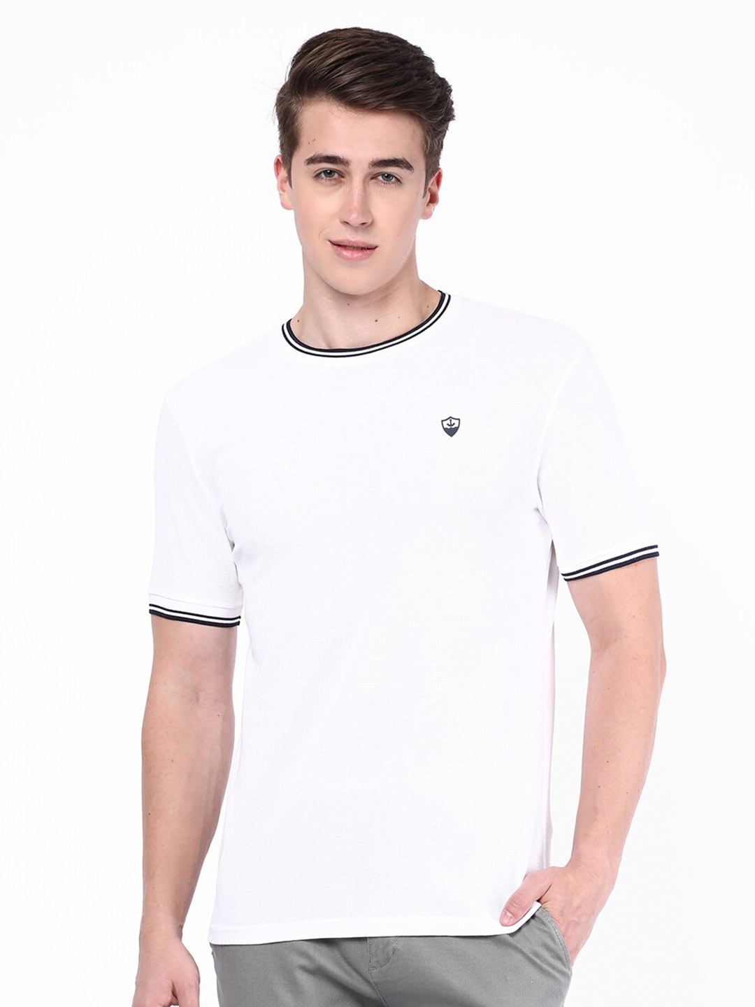 

R&B Round Neck Cotton T-shirt, White