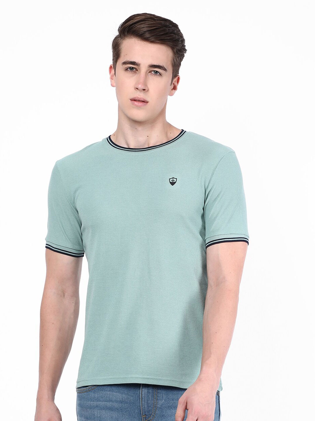 

R&B Round Neck Cotton T-shirt, Green