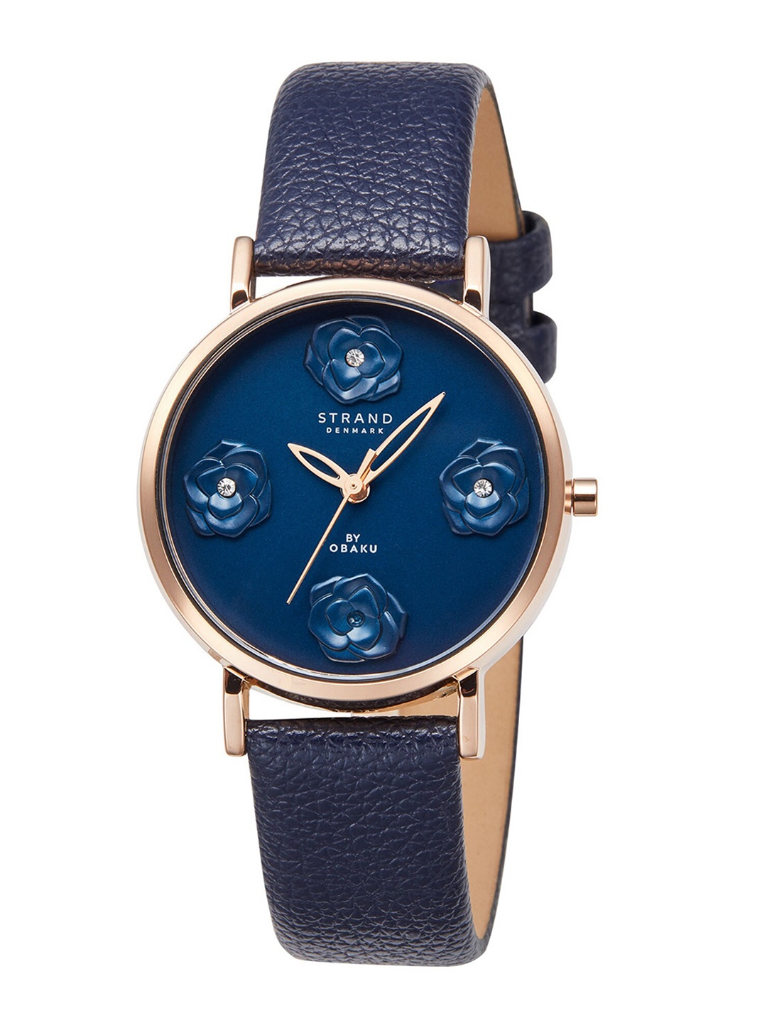 

STRAND BY OBAKU Women petal navy Embellished Dial & Leather Analogue Watch S733LXVLVL, Blue