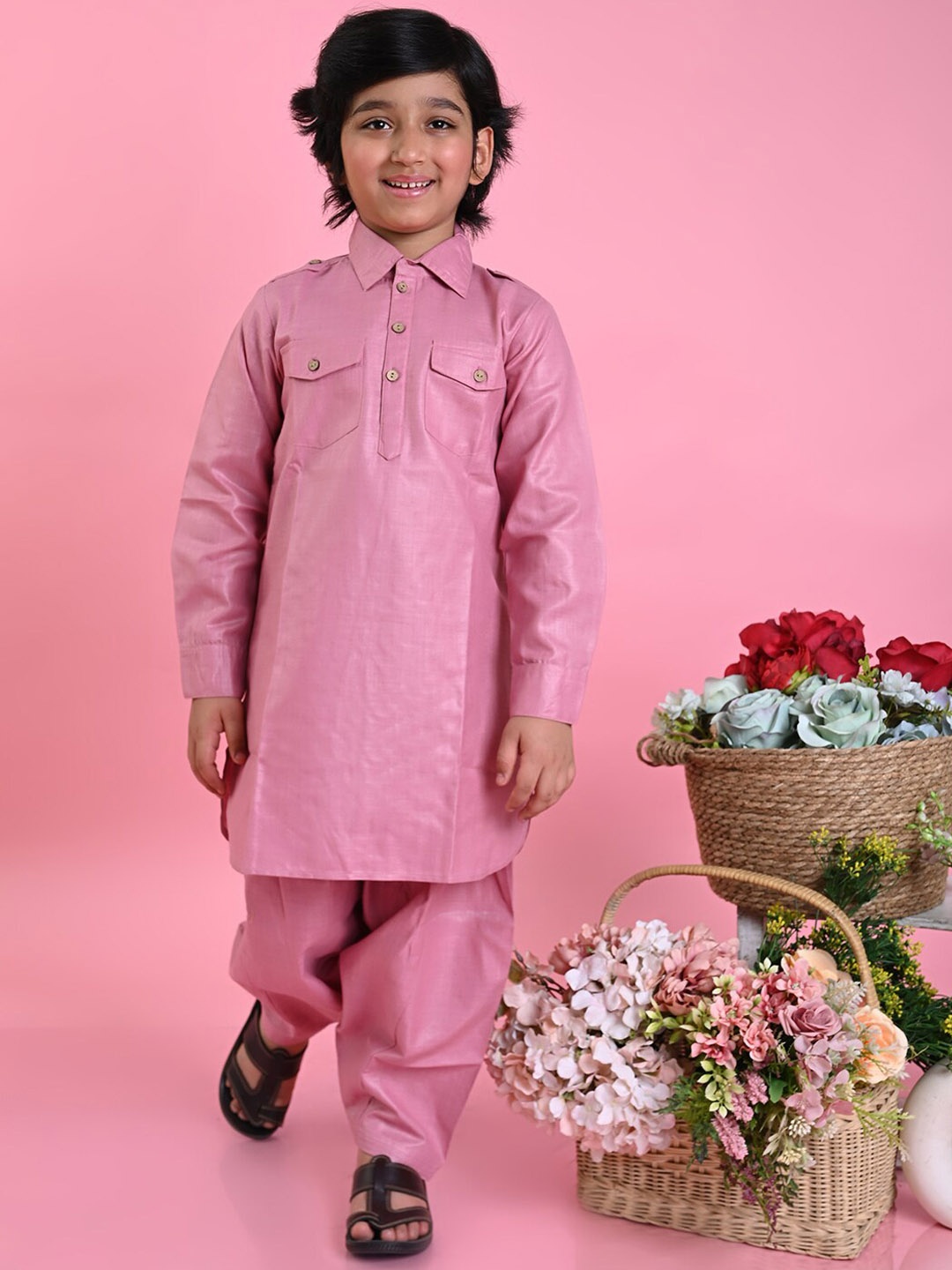 

SAKA DESIGNS Boys Pathani Kurta With Salwar, Peach