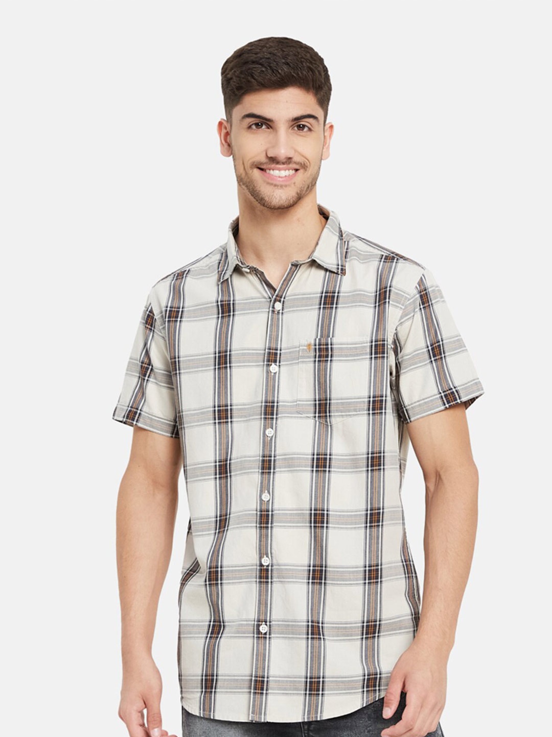 

METTLE Tartan Checked Casual Cotton Shirt, Cream