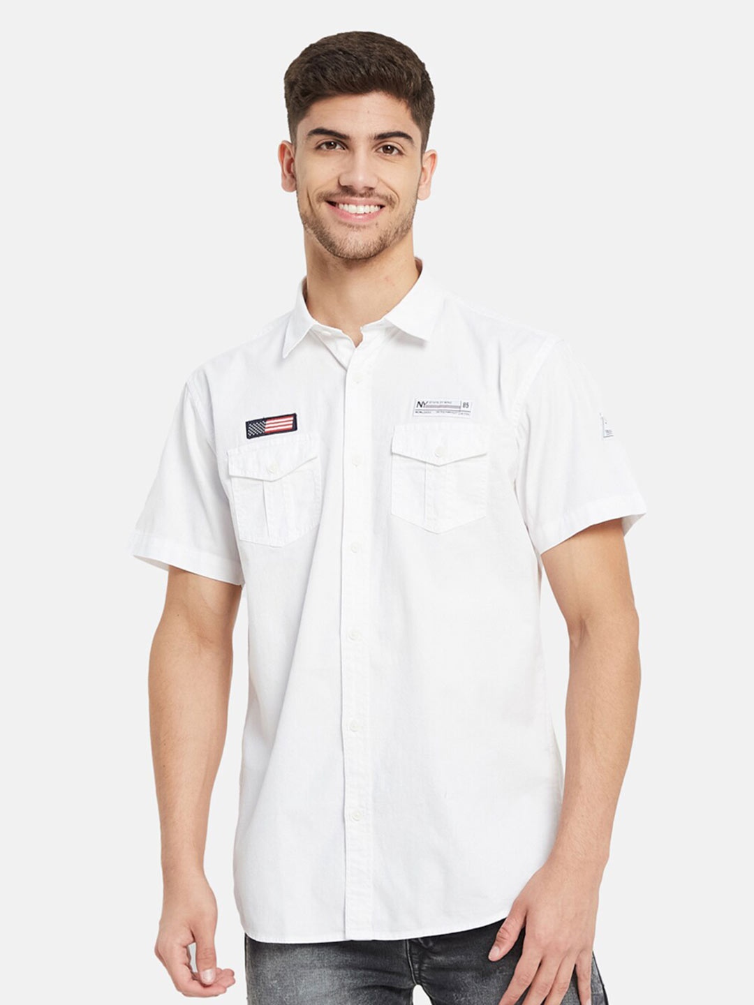 

METTLE Spread Collar Cotton Casual Shirt, White