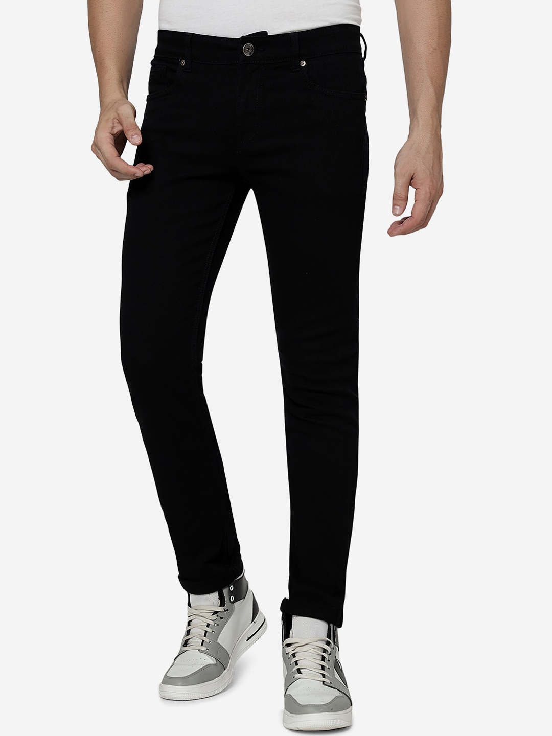 

JADE BLUE Men Black Slim Fit Mid-Rise Clean Look Stretchable Jeans