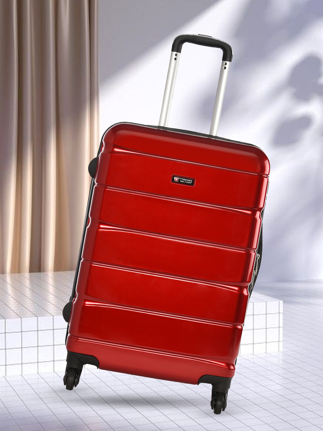 

SWISS MILITARY Water Resistant Hard-Sided Large Trolley Suitcase, Red
