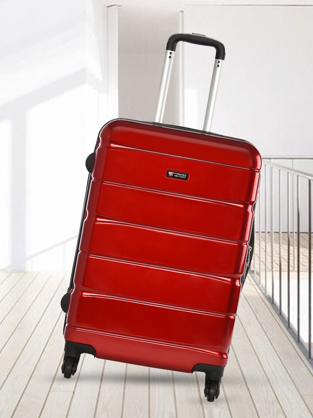 

SWISS MILITARY Water Resistant Hard-Sided Medium Trolley Suitcase, Red