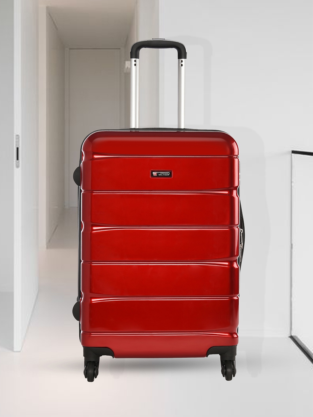 

SWISS MILITARY Water Resistant Hard-Sided Trolley Suitcase, Red