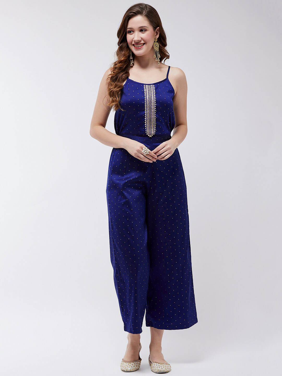 

Pannkh Shoulder Straps Basic Jumpsuit, Navy blue