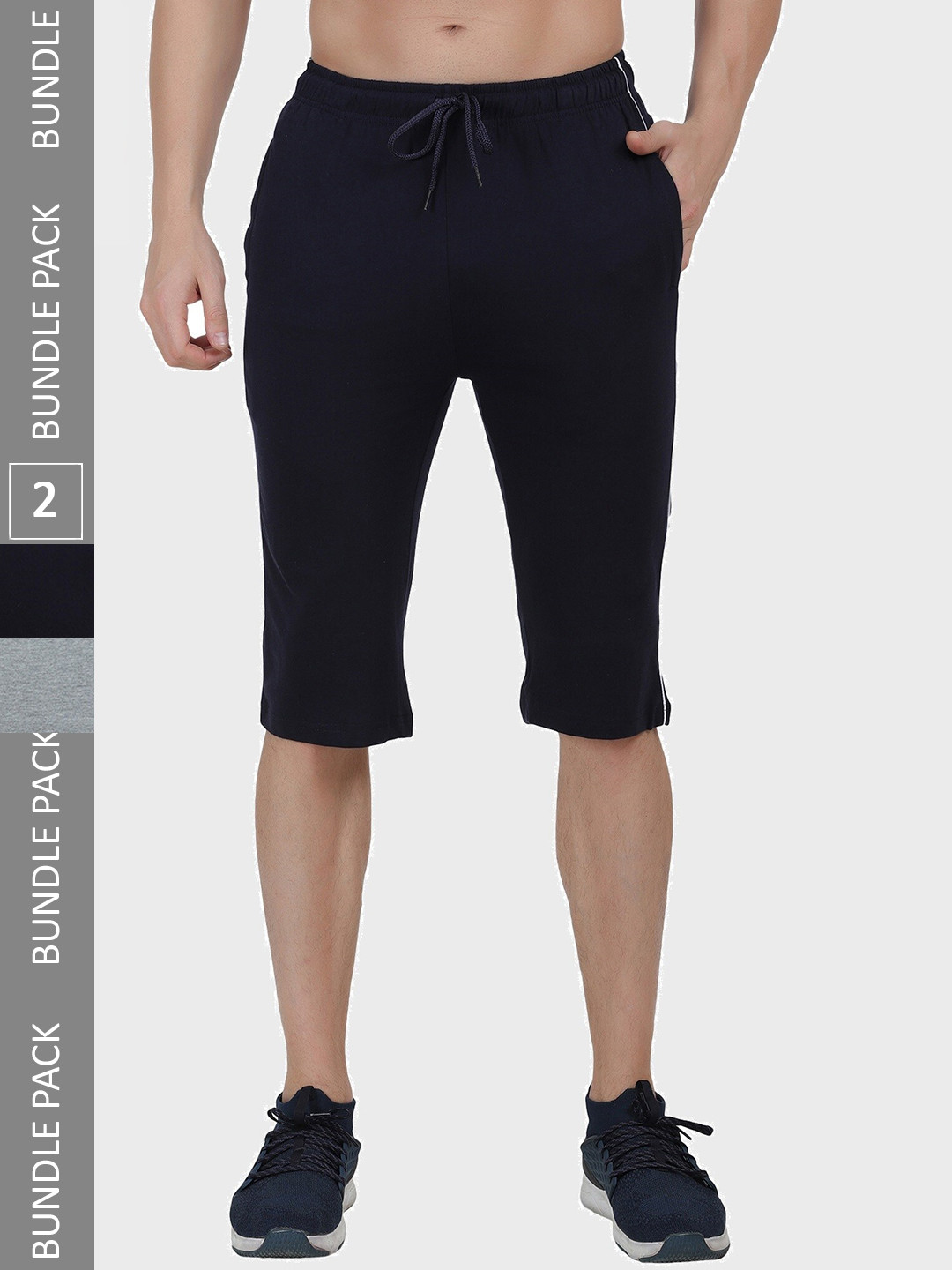 

T.T. Men Pack of 2 Cotton Shorts, Navy blue