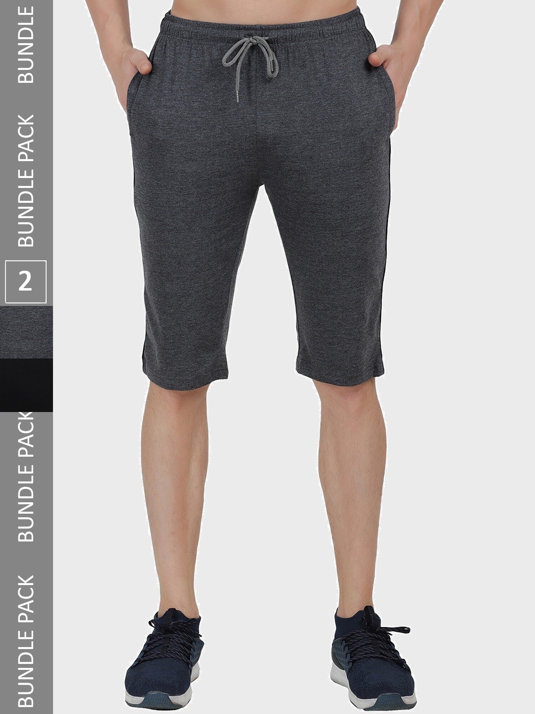 

T.T. Men Pack of 2 Cotton Shorts, Grey melange