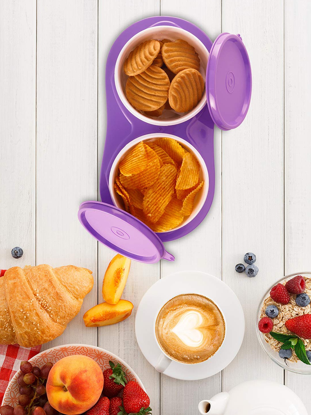 

SOPL-OLIVEWARE Purple Set Of 2 Food Container with Cap & Tray