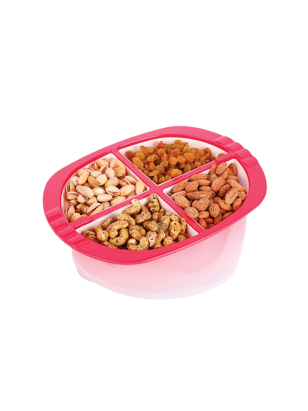 

SOPL-OLIVEWARE Red 4 Compartment Snacks Serving Tray With Lid