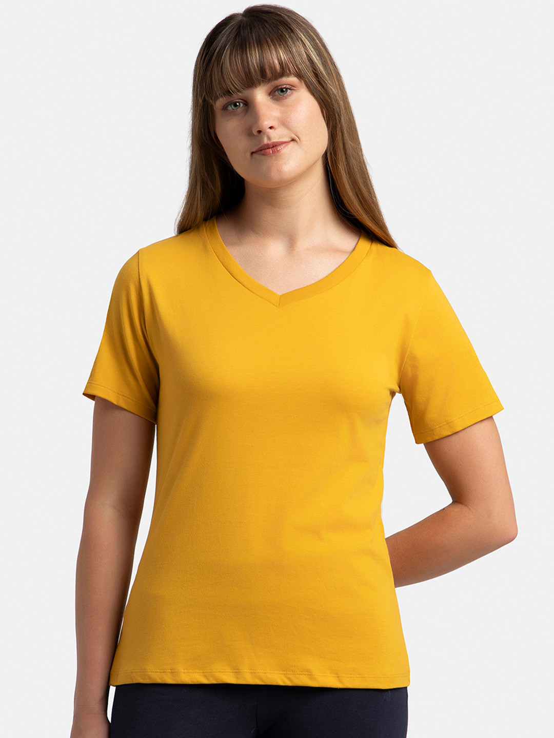 

Jockey Super Combed Cotton Rich Fabric Relaxed Fit T-shirt-AW89, Mustard