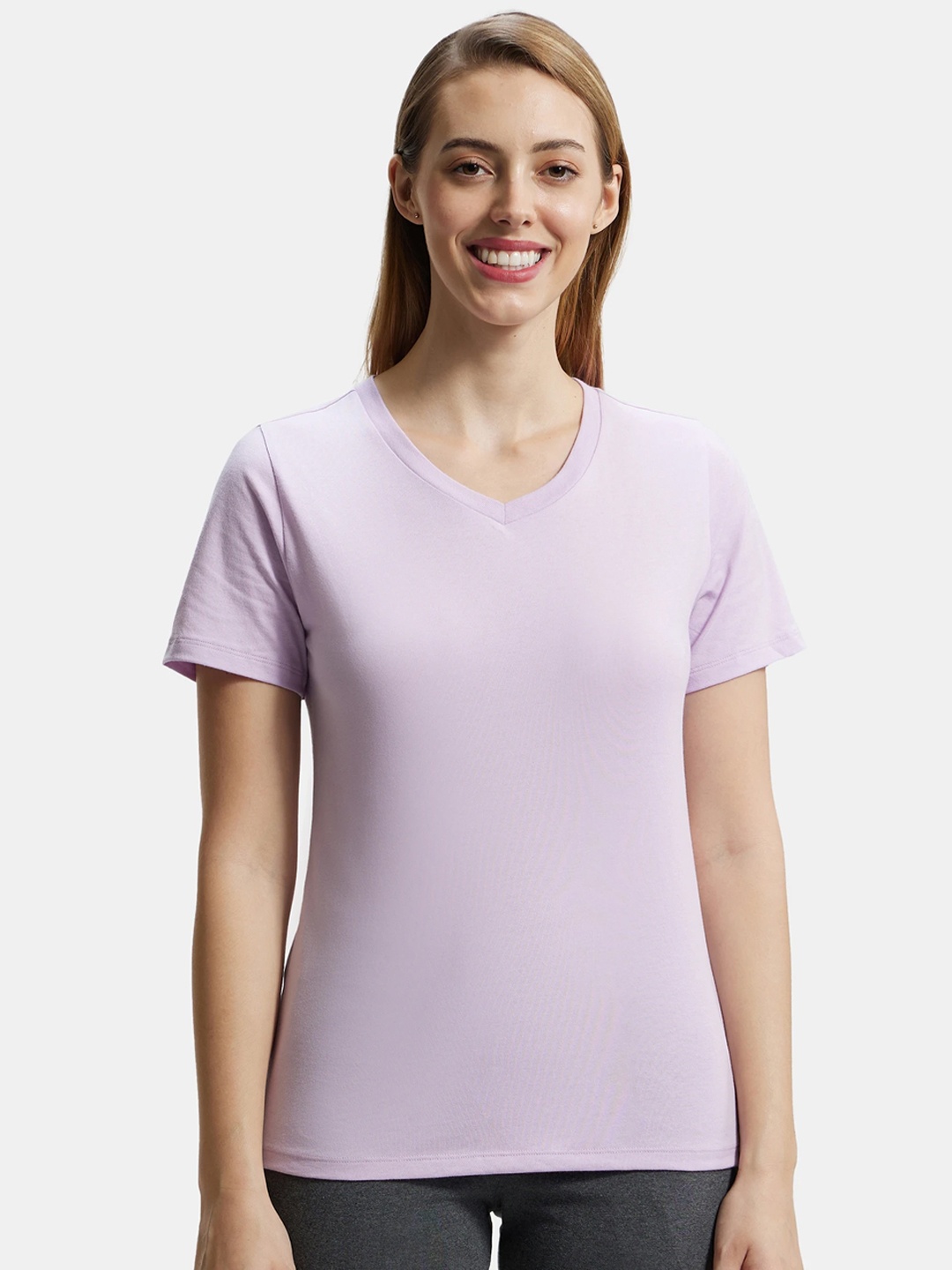 

Jockey Super Combed Cotton Rich Fabric Relaxed Fit T-shirt-AW89, Lavender