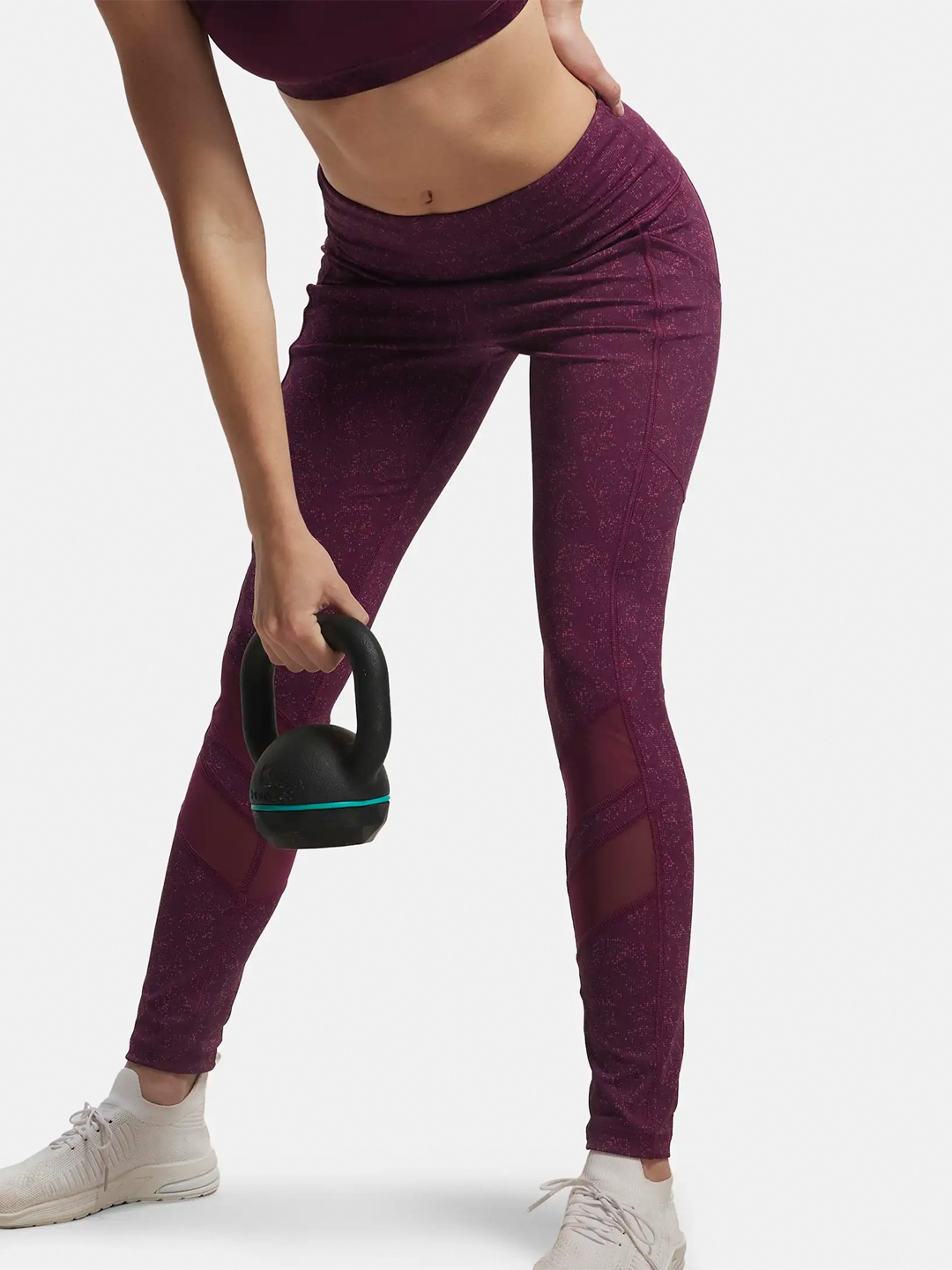 

Jockey Microfiber Stretch Performance Leggings with Breathable Mesh-MW38, Purple