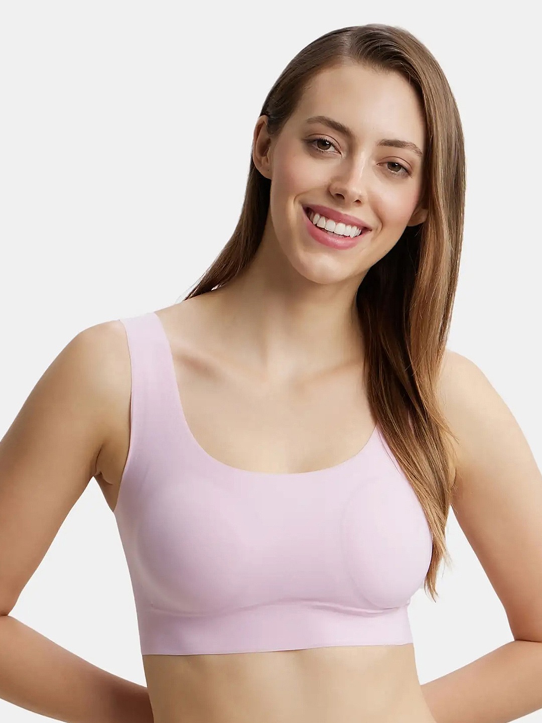 

Jockey Wirefree Padded Soft Touch Microfiber Full Coverage Lounge Bra-1839, Pink