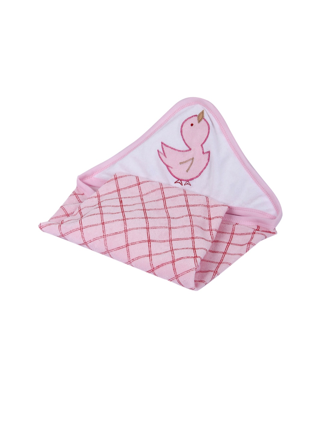 

Butterthief Infants Pink & White Printed 210 GSM Cotton Hooded Wrapper Bath Towel