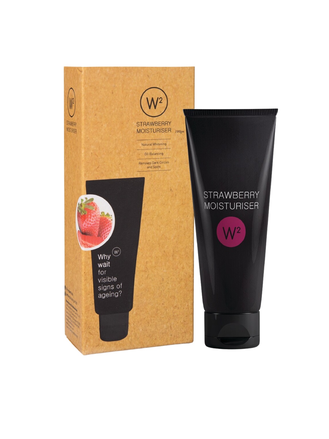 

W2 Why Wait Strawberry Moisturiser with Goodness Of Olive Oil, Almond, Cocoa Butter 100ml, Black