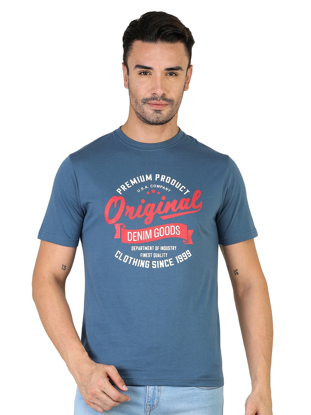 

TQS Typography Cotton T-shirt, Blue