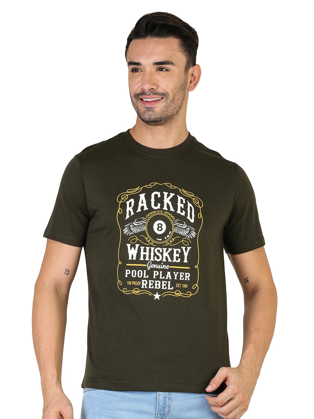 

TQS Typography Printed Slim Fit T-shirt, Olive