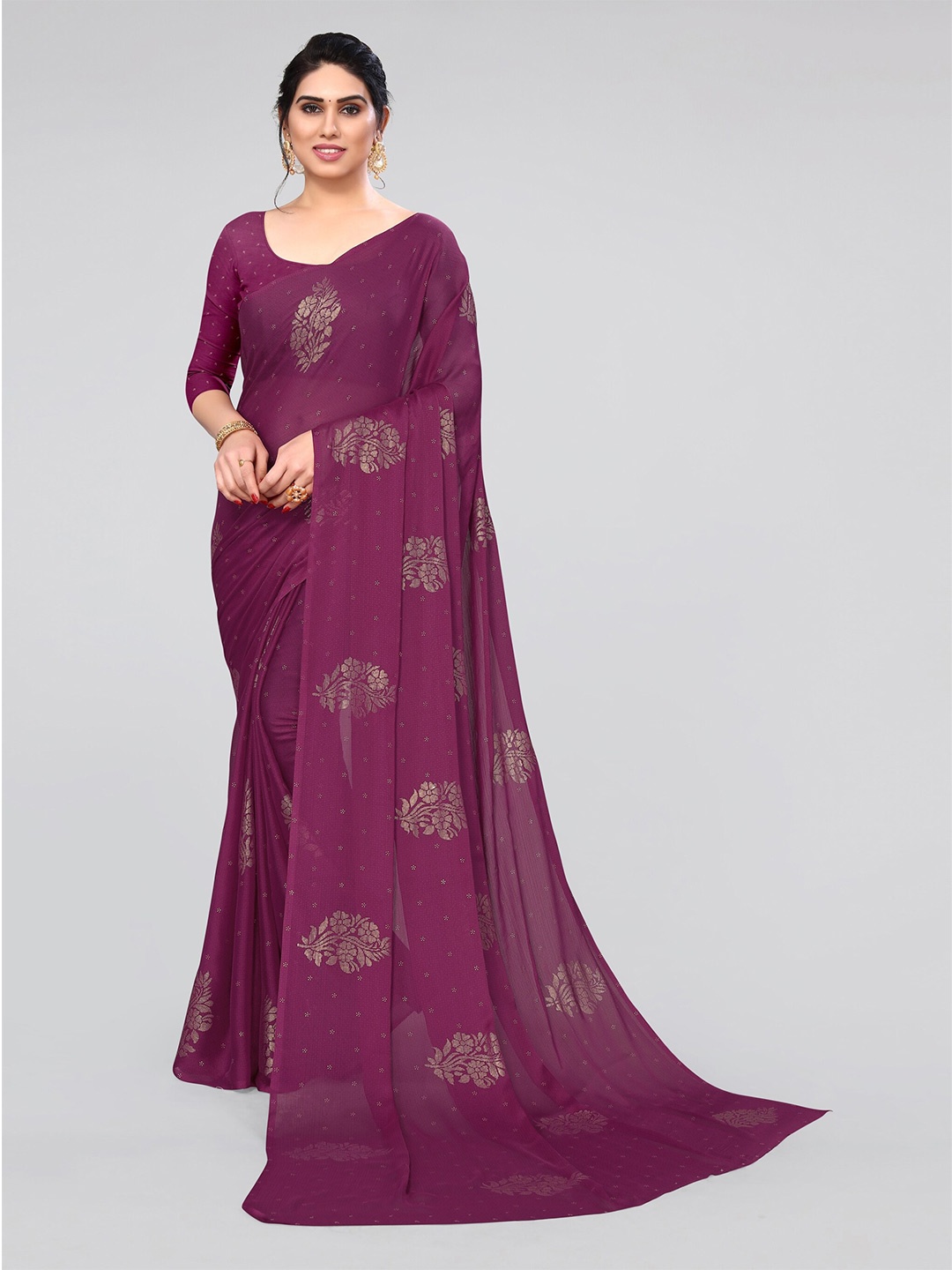 

MIRCHI FASHION Magenta Ethnic Motifs Printed Saree