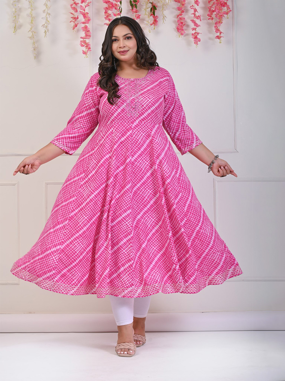

Swasti Pink Checked A-Line Dress