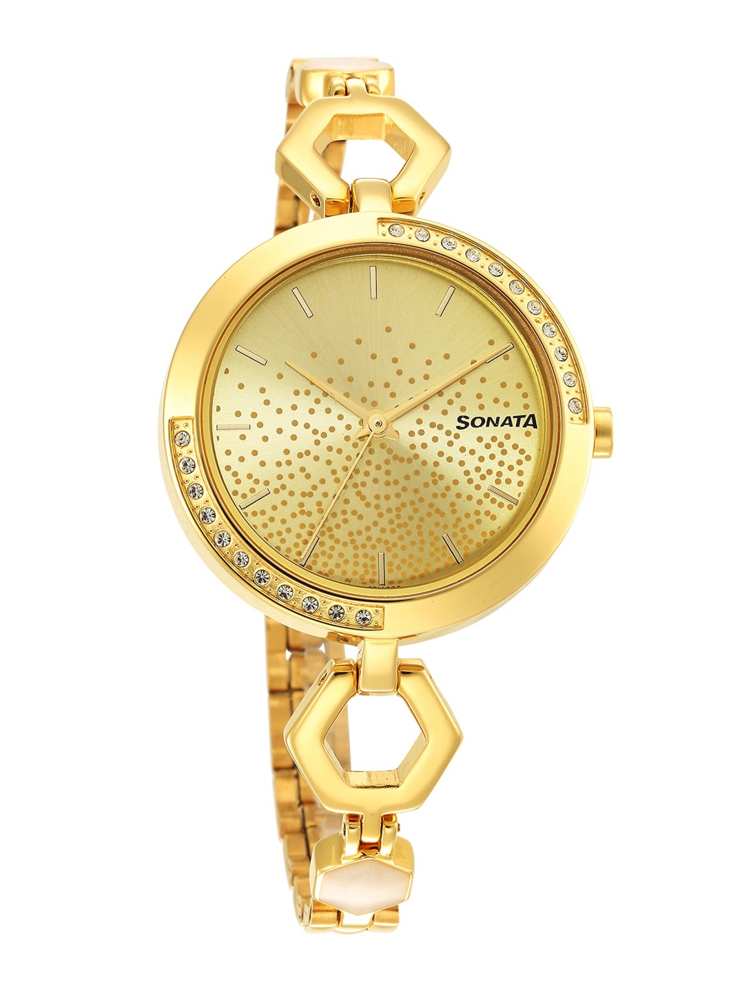 

Sonata Women Utsav Ladies 2022 Embellished Dial Bracelet Style Straps Analogue Watch, Gold