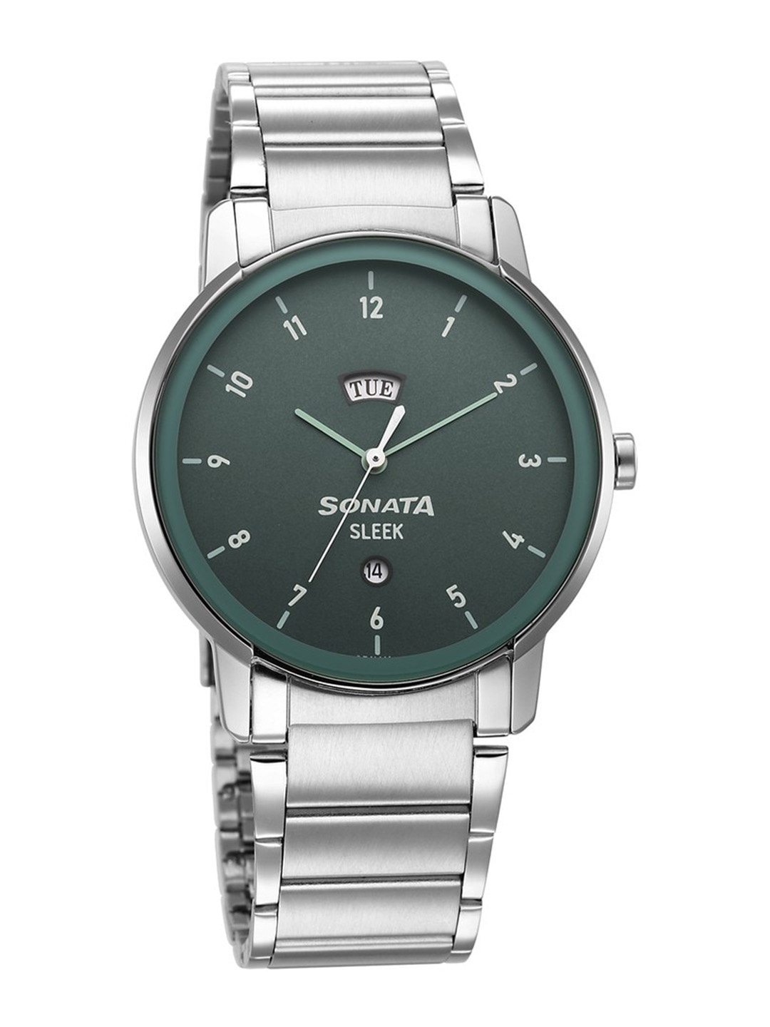 

Sonata Men Brass Dial & Stainless Steel Bracelet Style Straps Analogue Watch 7147SM02, Green