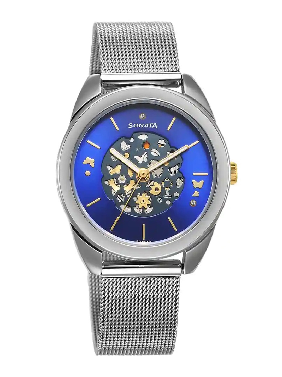 

Sonata Unveil 2.0 Women Brass Dial & Stainless Steel Straps Analogue Watch 8182BM02, Blue