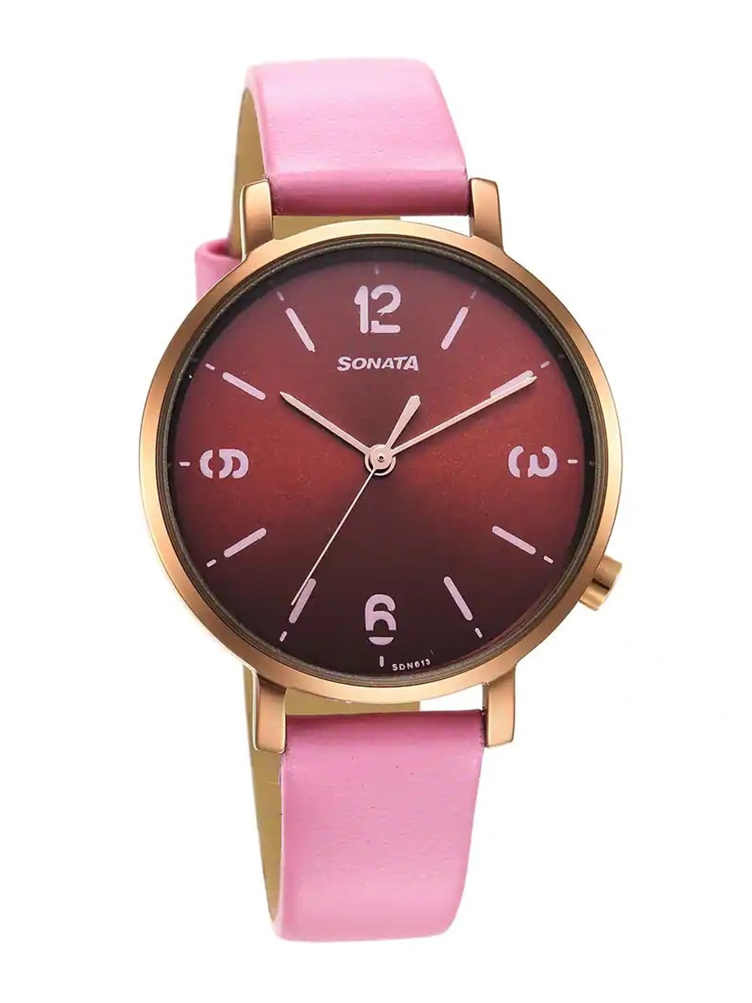 

Sonata Women Brass Mother of Pearl Dial & Leather Straps Analogue Watch 87045KL01, Brown