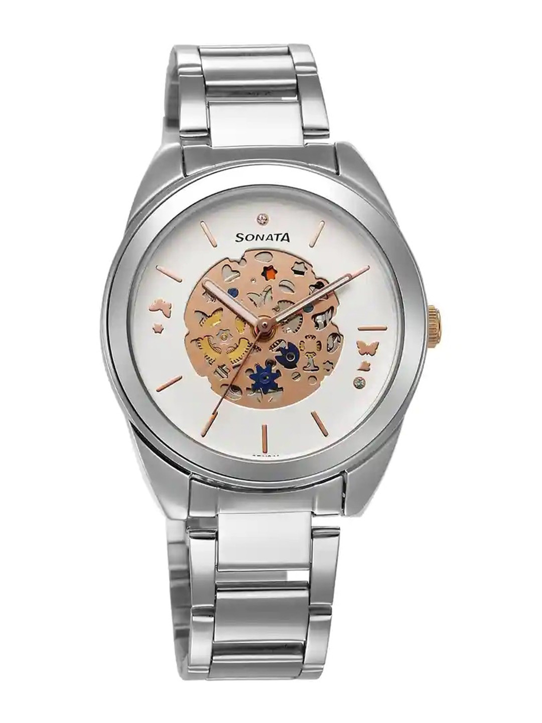 

Sonata Women Stainless Steel Bracelet Style Straps Analogue Watch 8182KM02, Silver
