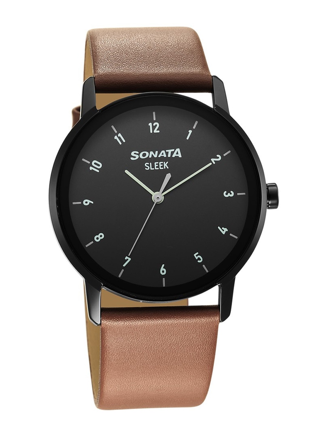 

Sonata Men Black Brass Dial & Leather Straps Analogue Watch 7147NL01