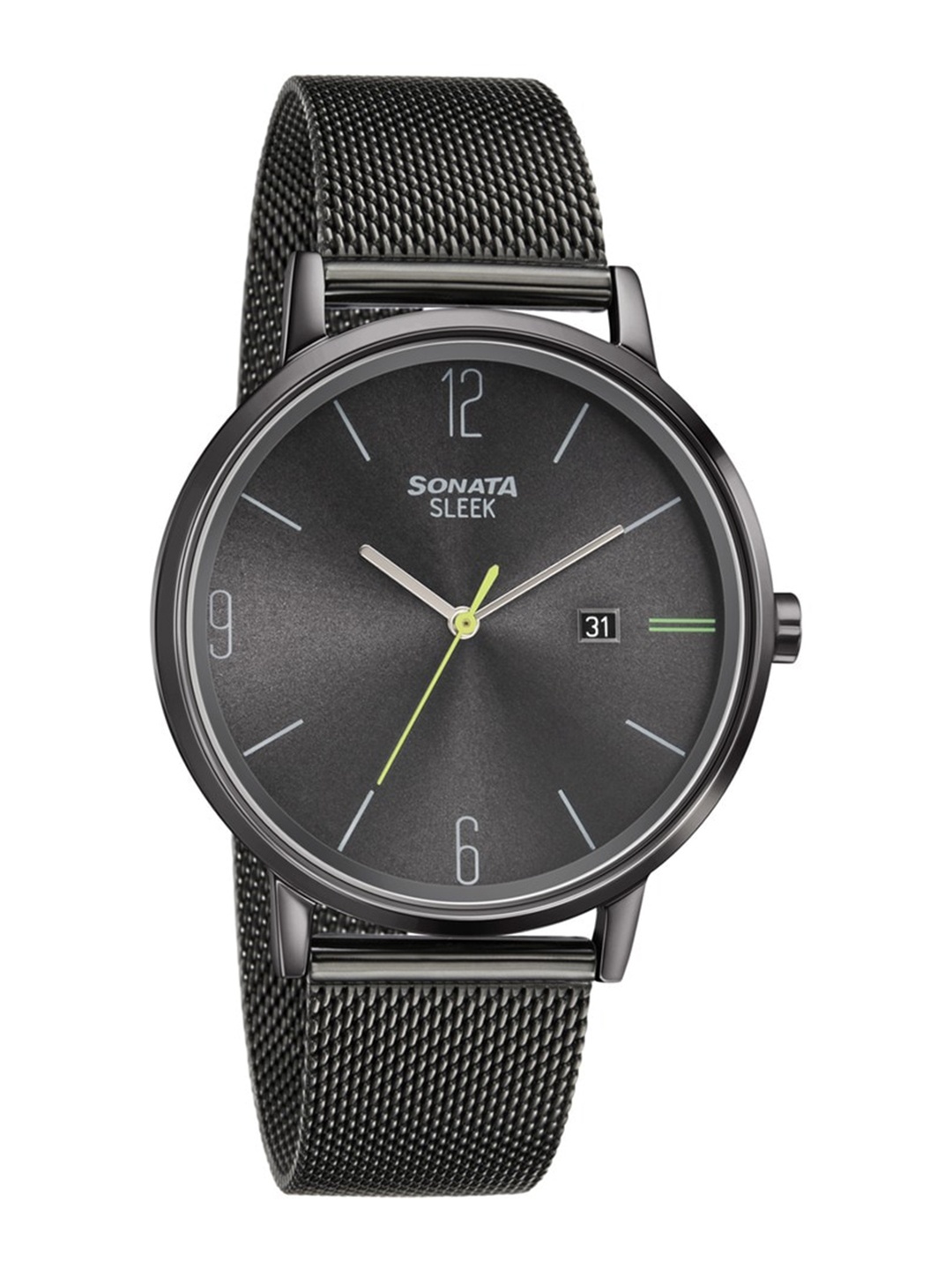 

Sonata Sleek 3 Men Stainless Steel Straps Analogue Watch NR7131NM01, Black