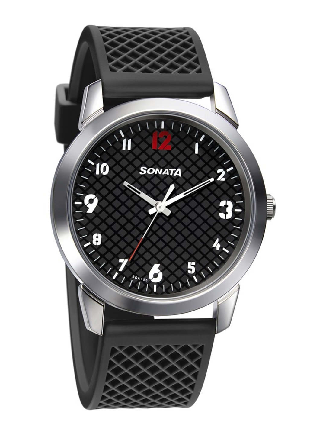 

Sonata Essential Gents Men Textured Dial Analogue Watch NP77107SP02W, Black