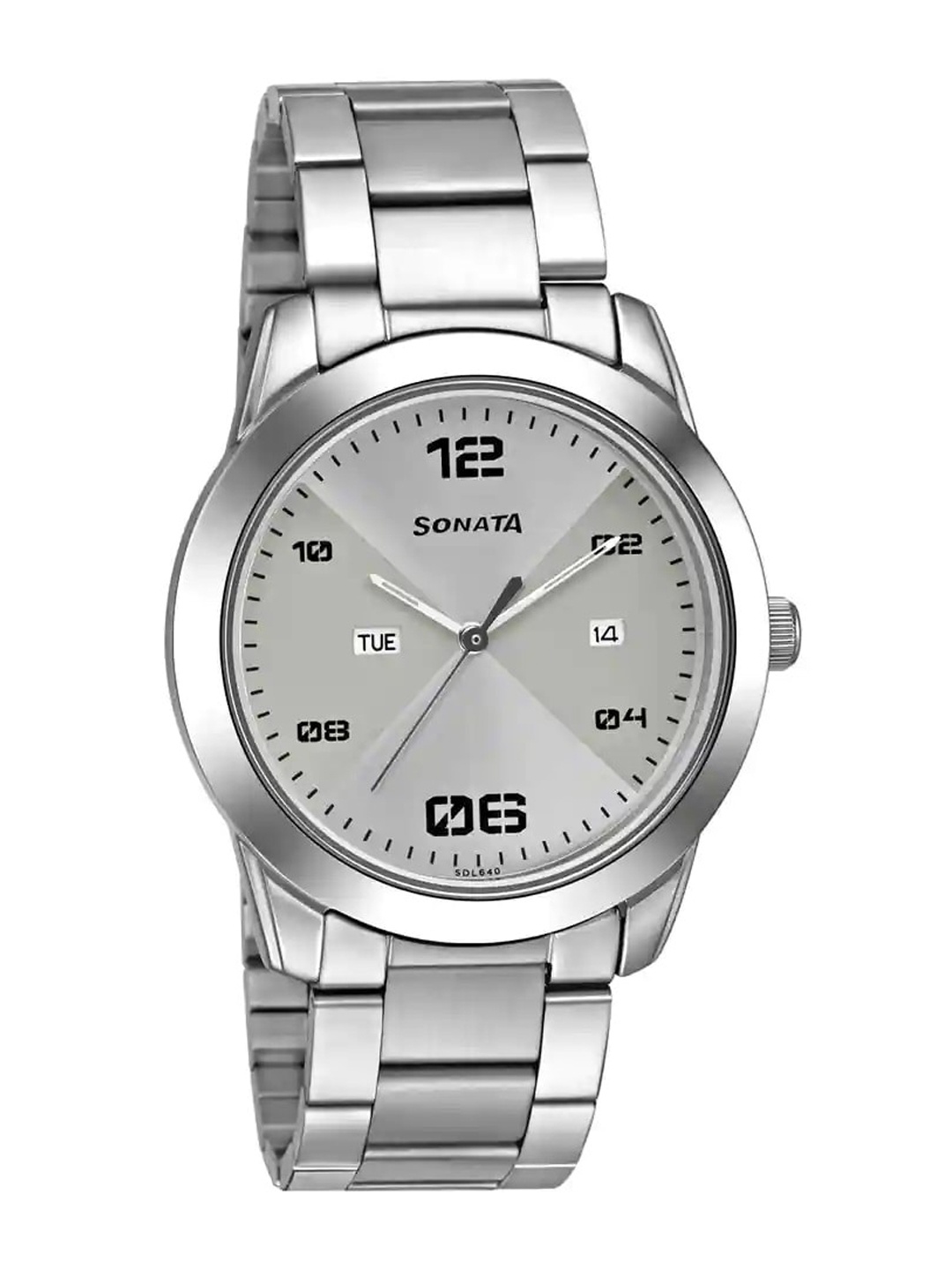 

Sonata Men Silver-Toned Brass Dial & Stainless Steel Bracelet Style Straps Analogue Watch 7924SM11