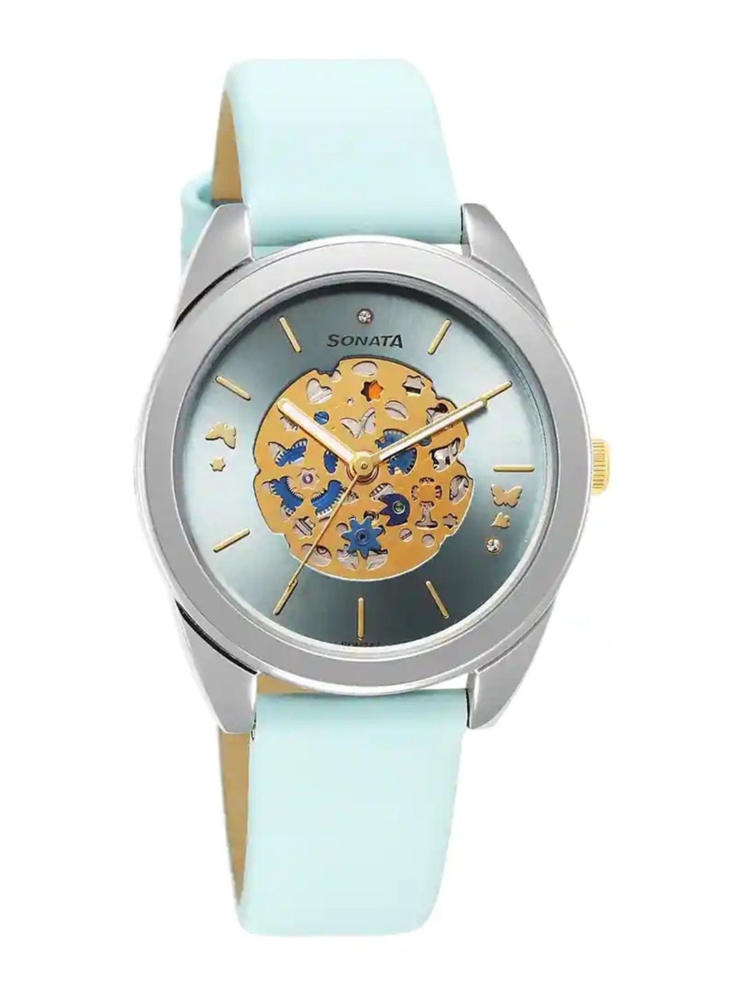 

Sonata Women unveil 2.0 Brass Dial & Leather Straps Analogue Watch 8182BL01, Blue