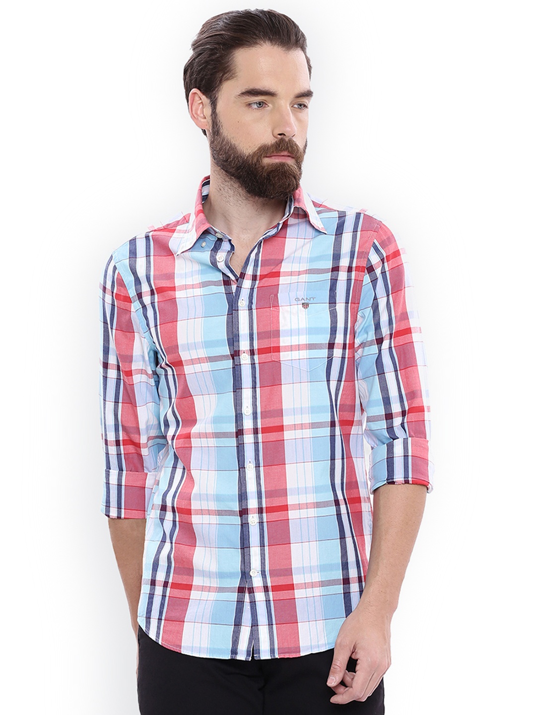 

GANT Men Blue & Pink Regular Fit Checked Casual Shirt