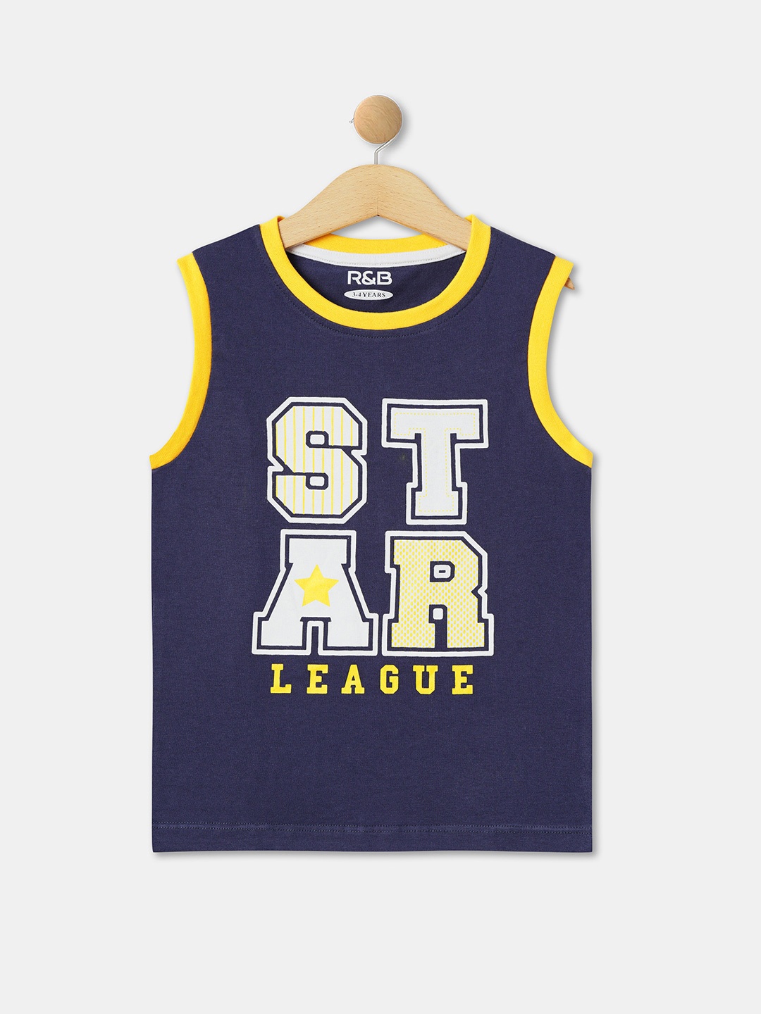 

R&B Boys Typography Printed Cotton T-shirt, Navy blue