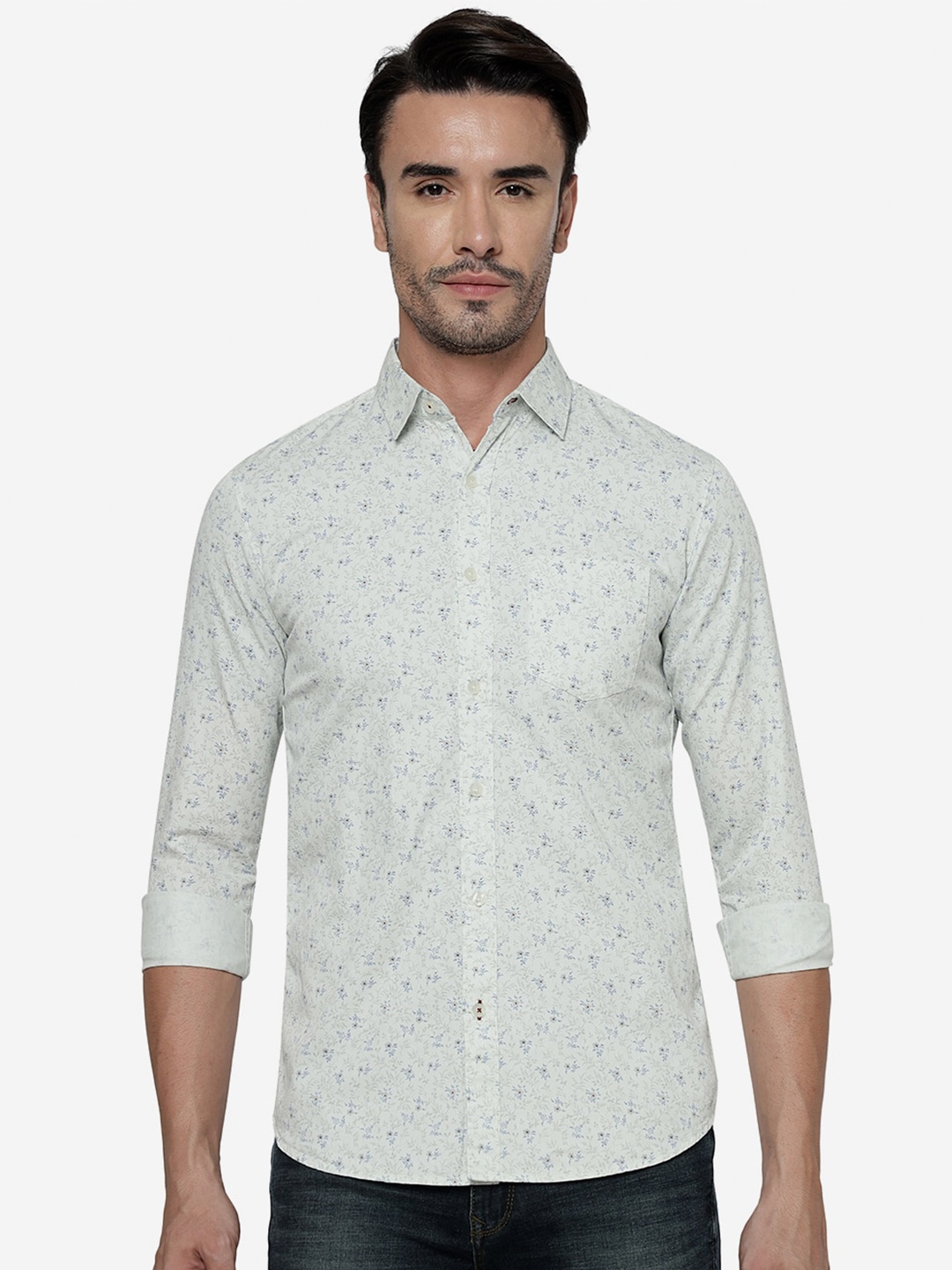 

JADE BLUE Slim Fit Floral Printed Casual Cotton Shirt