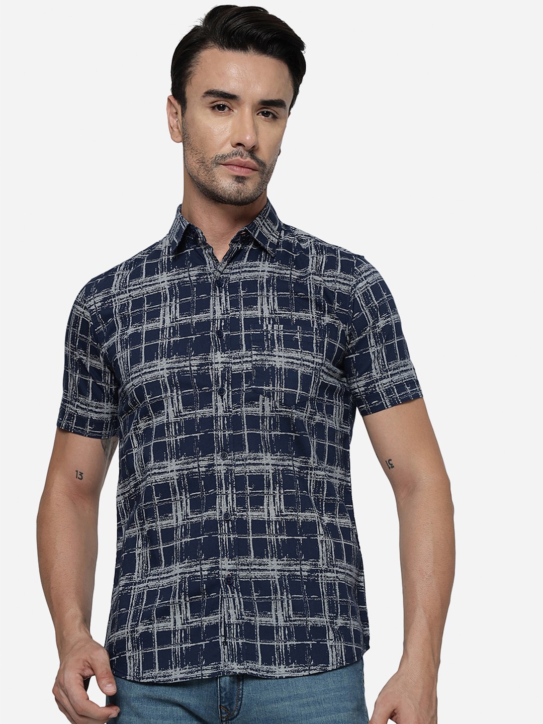 

JADE BLUE Slim Fit Abstract Printed Casual Pure Cotton Shirt